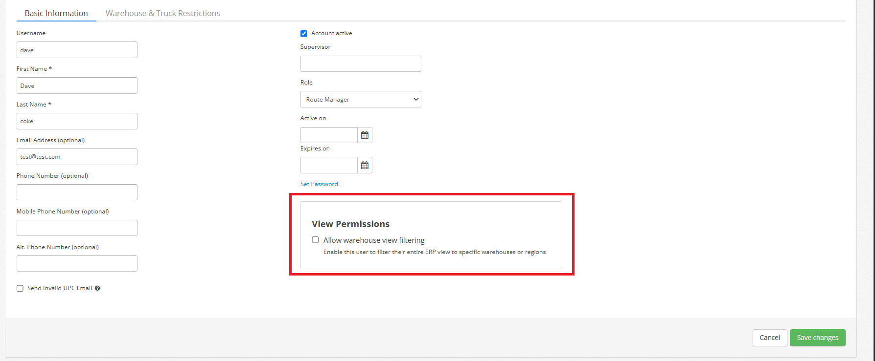 Parlevel - Allow Warehouse Filtering