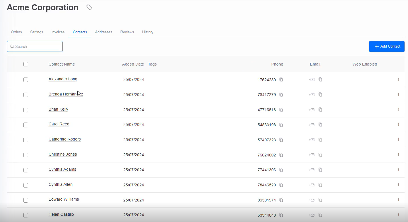 Spoonfed - Hierarchy Customer Module V2 - Organization Details Contacts Tab