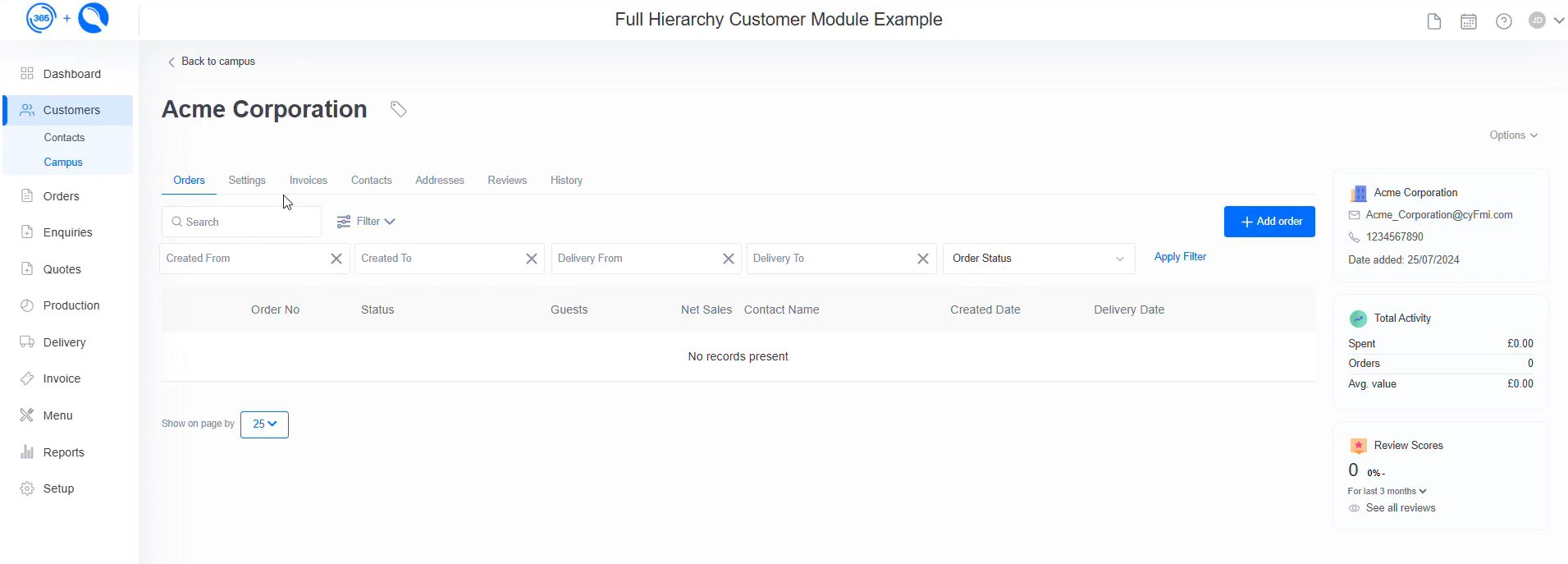 Spoonfed - Hierarchy Customer Module V2 - Organization Details Orders Tab