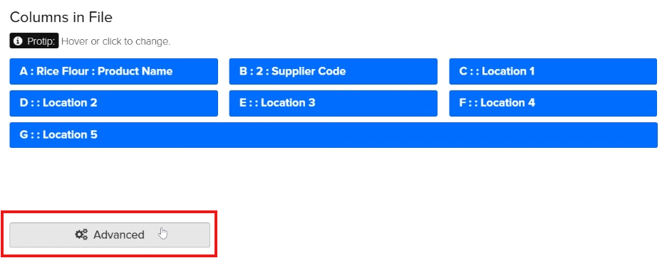 Kafoodle - KMS csv file Import advanced settings.png