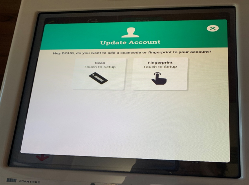 Kiosk - Update account - scan or fingerprint