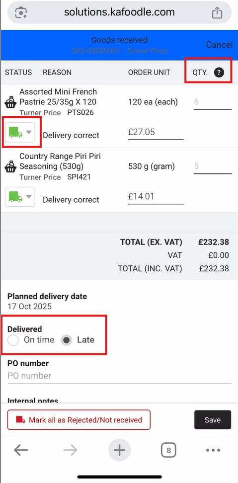 Kafoodle - Mobile Ordering Tab New Order Good Recieved page.png