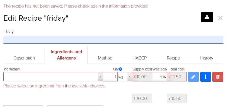 Kafoodle - Recipe Management - Edit Recipe - Error.png