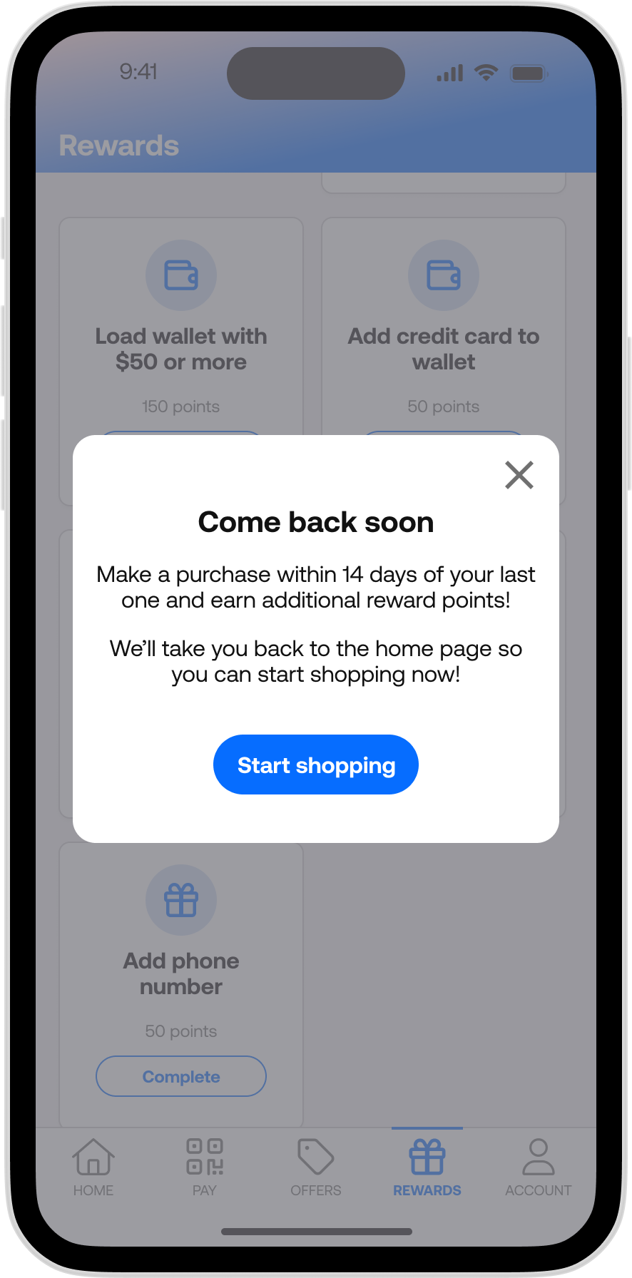 365Pay - Rewards - Come Back Soon Bonus