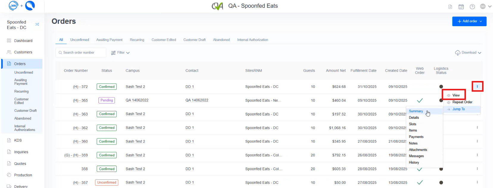Spoonfed - Order Module Order View.png