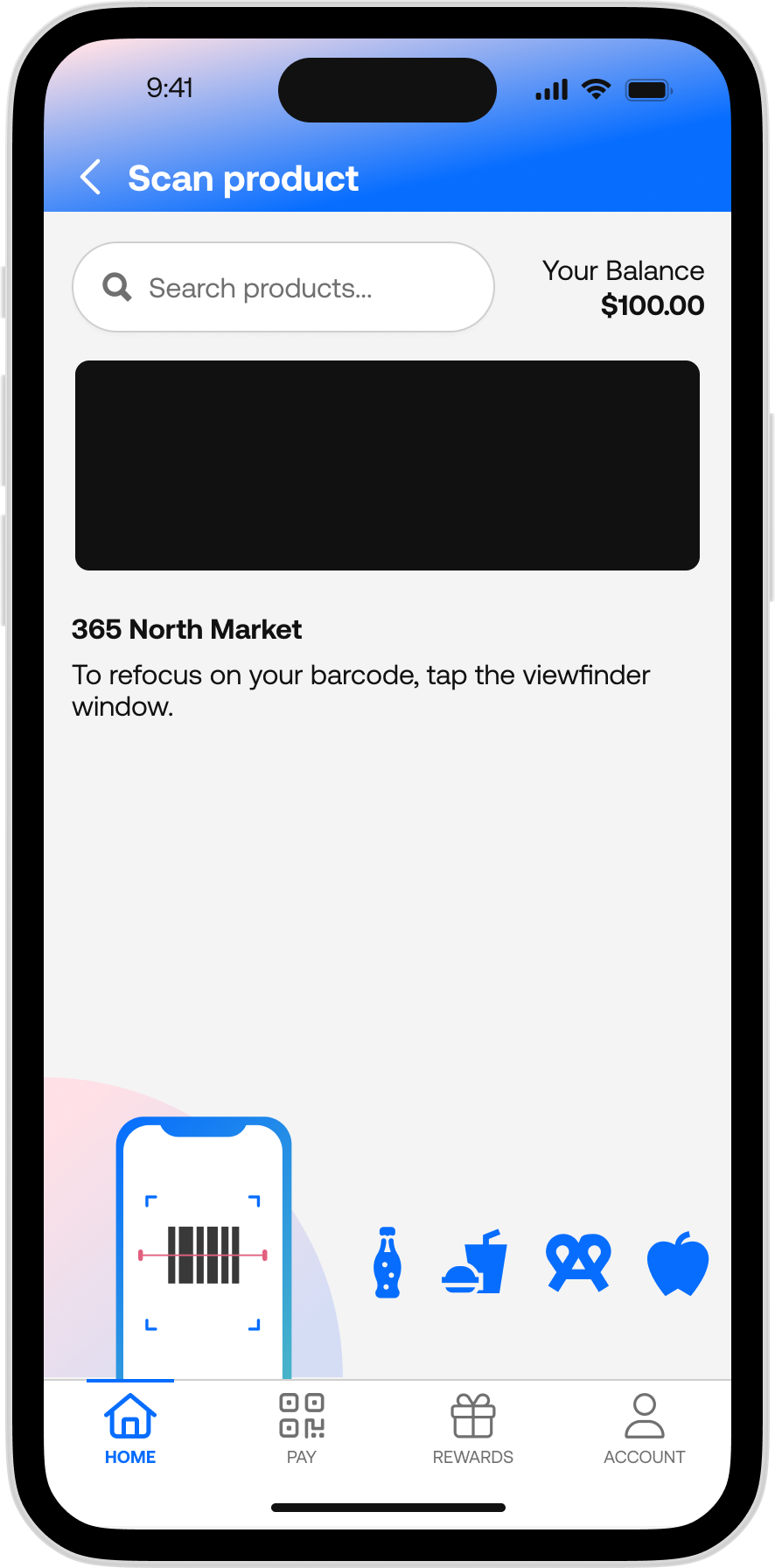 365Pay - Scan and Pay Main Screen 