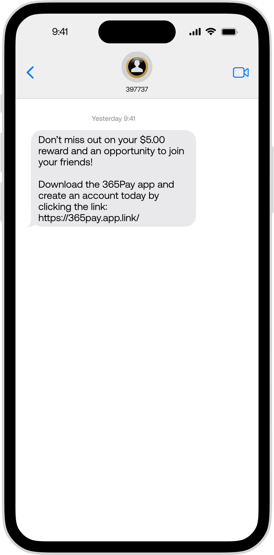 365Pay - Accept Referral Text Full View 