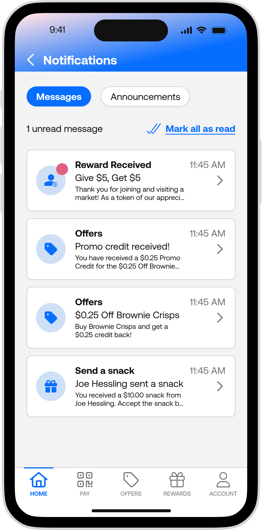 365Pay - Notifications Message Tab Reward Received 