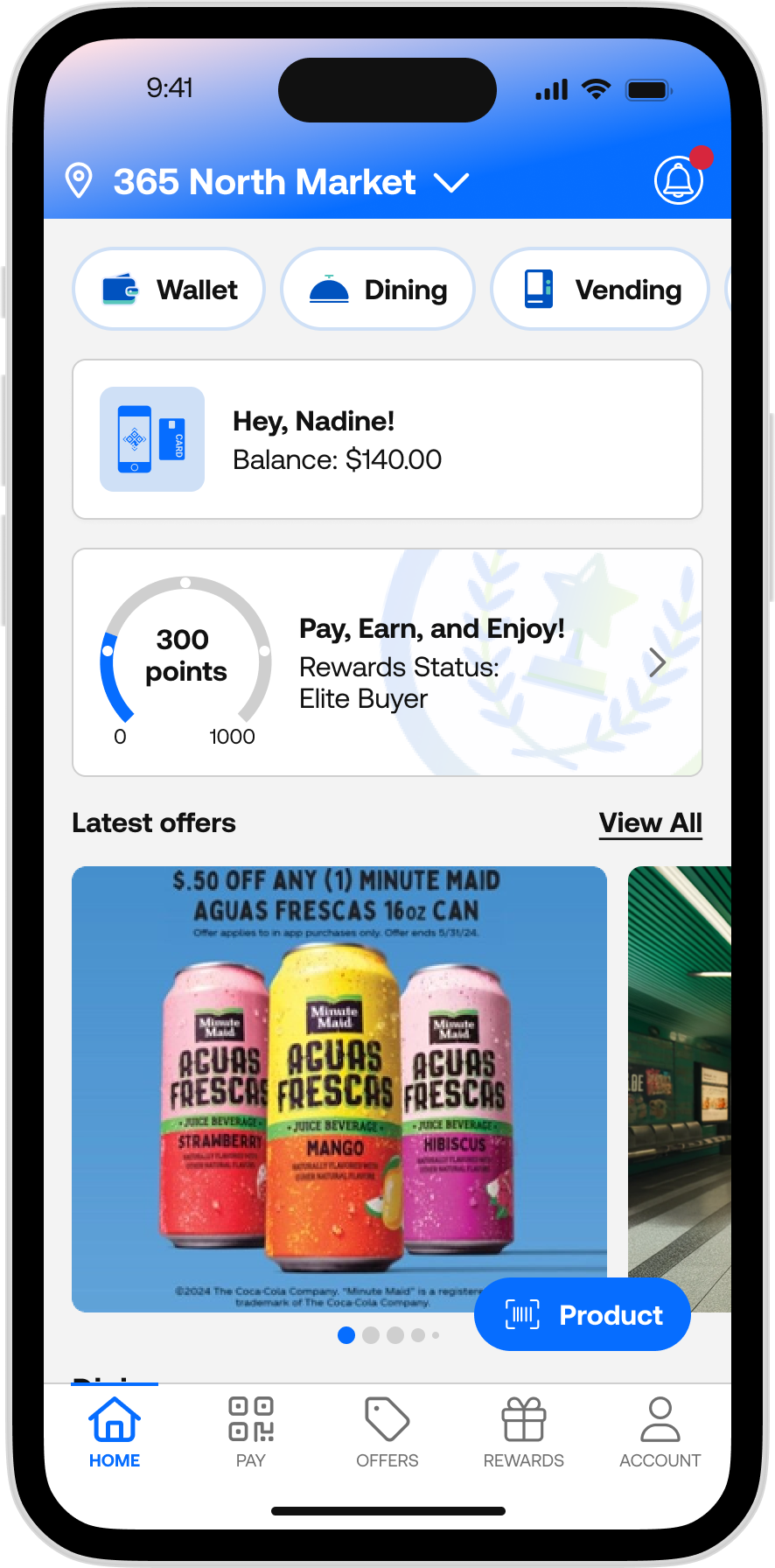 365Pay - Home Page with Rewards Balance  Update
