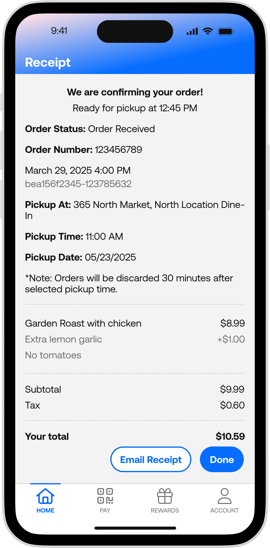 365Pay - Dining Receipt 