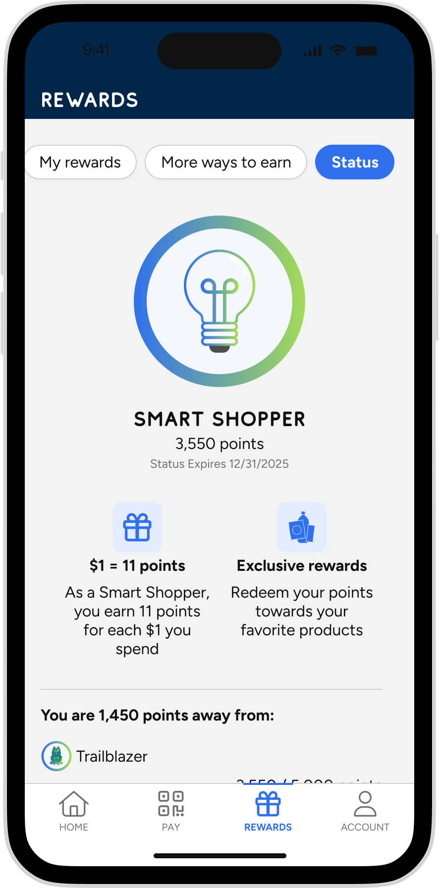 Refive - Rewards Status Tab 