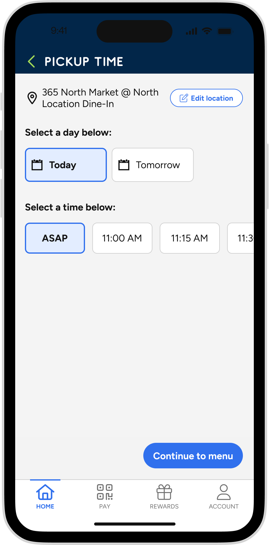 Refive - Dining Pickup Time ASAP 