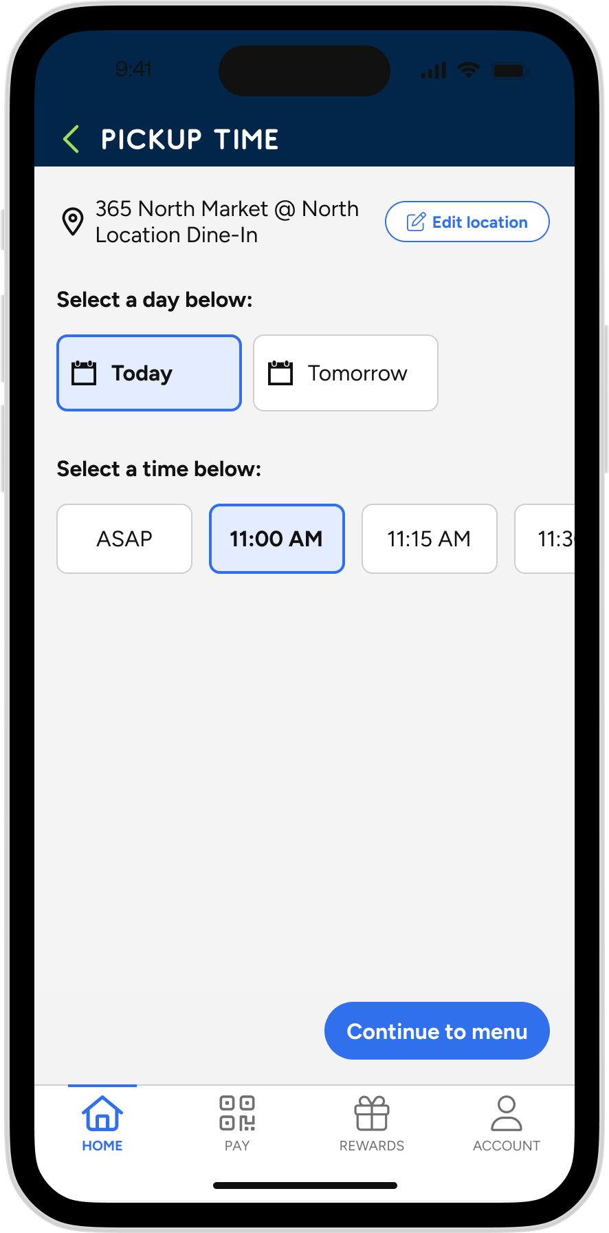 Refive - Dining Pickup Time