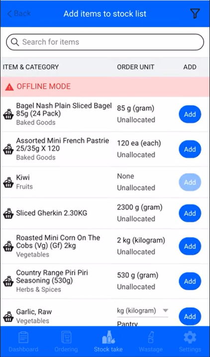 Kafoodle - Stock Ordering - Offline Mode Banner