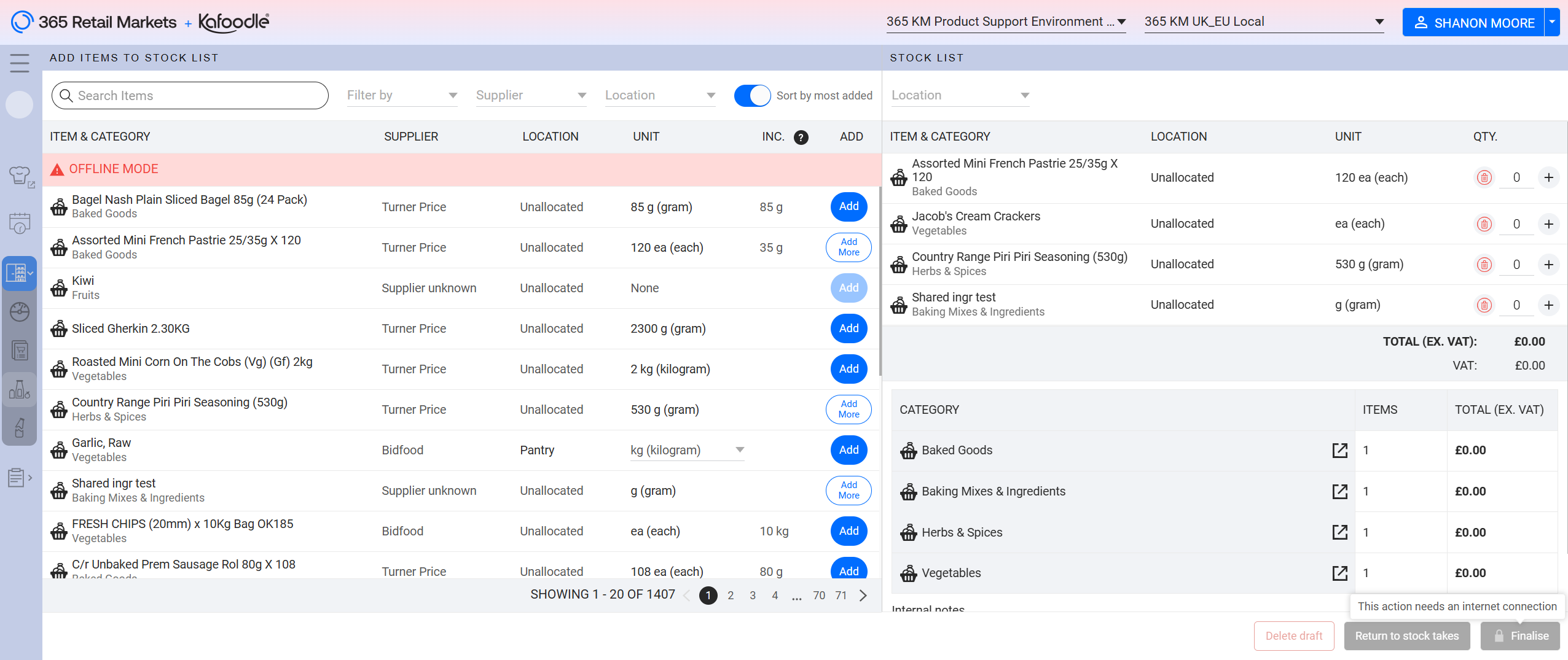 Kafoodle - Stock Ordering - Desktop Offline Banner