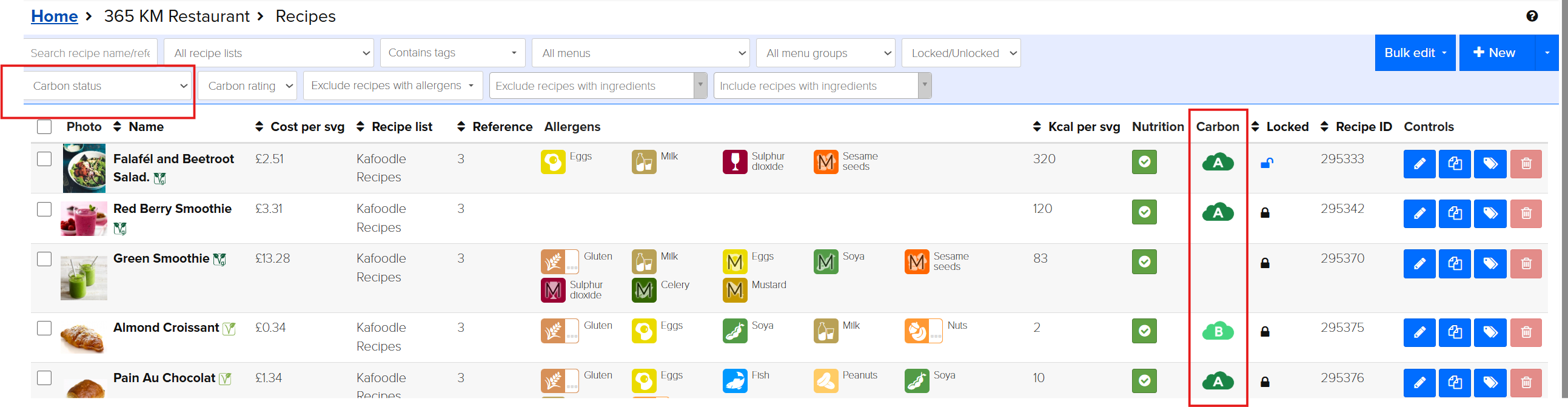 Kafoodle -  Recipe admin screen.png