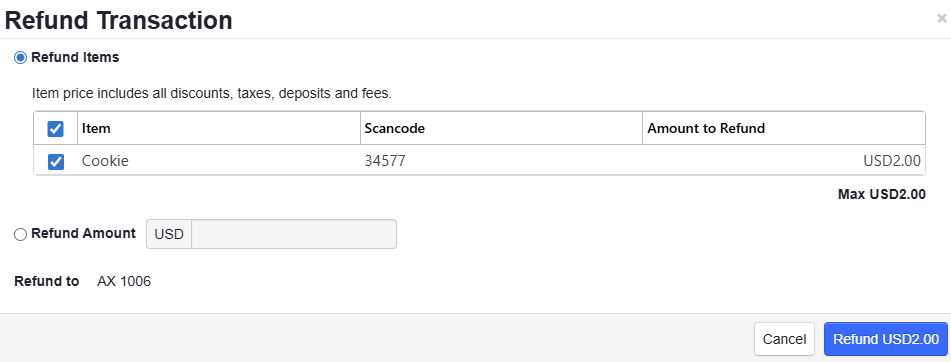 ADM - Refund - Select Item