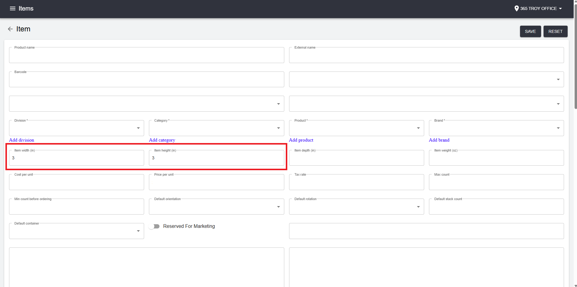 Stockwell - Web App Schema Product Dimensions