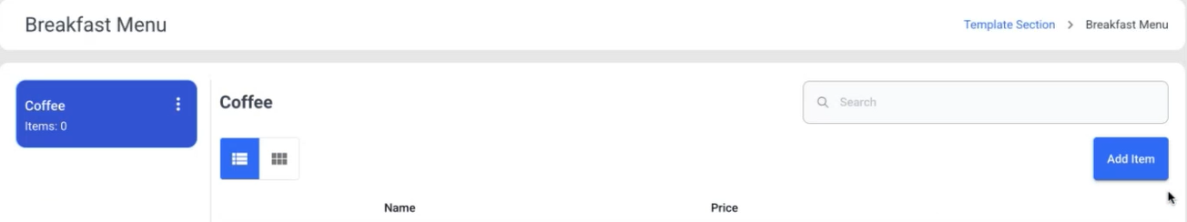 Menu Hub - Menu Templates screen - Section screen.png