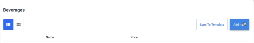 Menu Hub - Menu Edit page - Section - Add Item and Sync To Template button.png