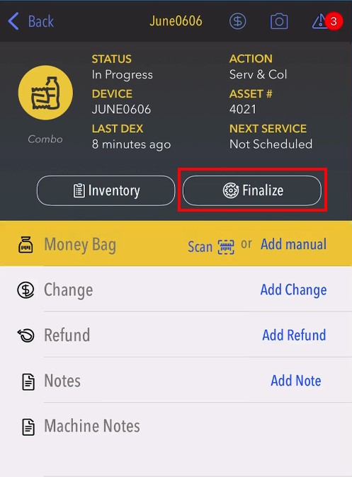 Stock App - Finalize Button