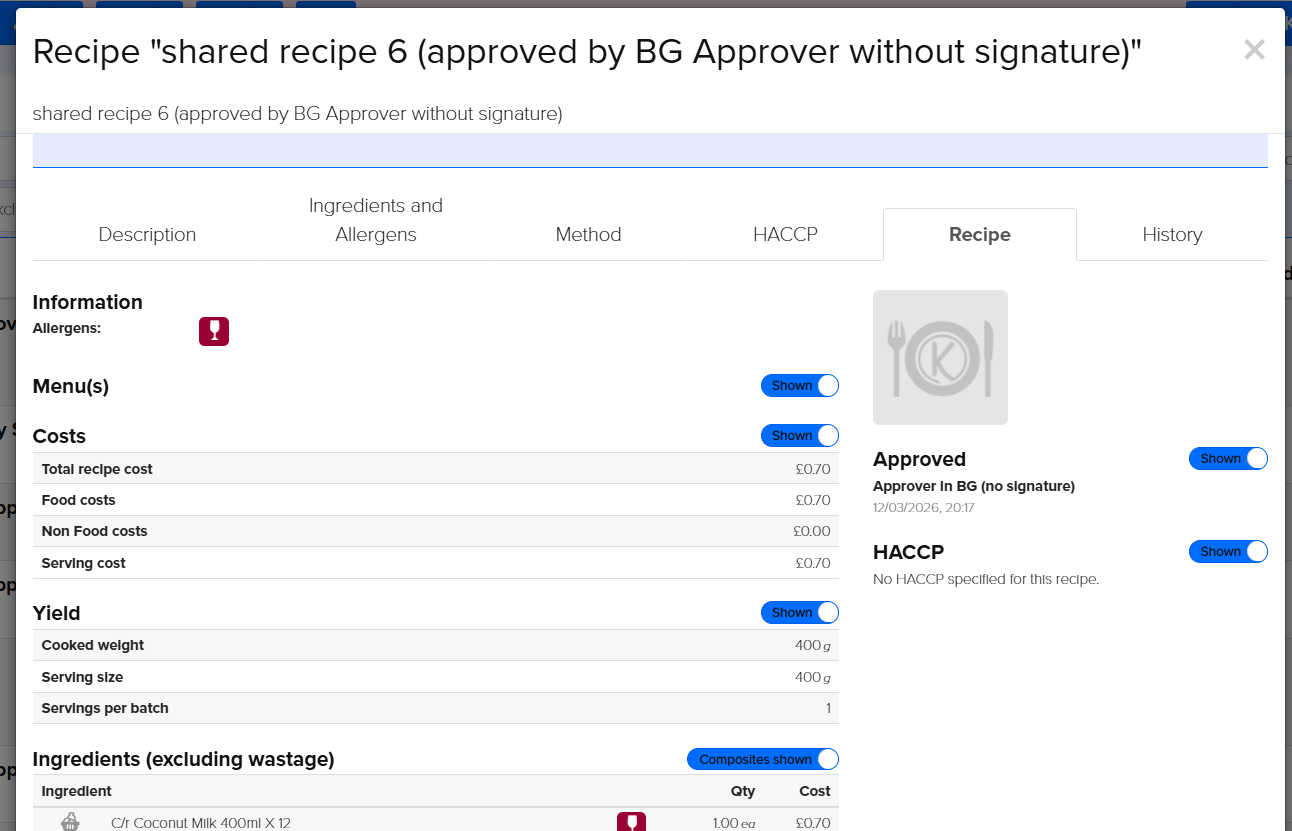 Kafoodle - Recipe Approver without Signature