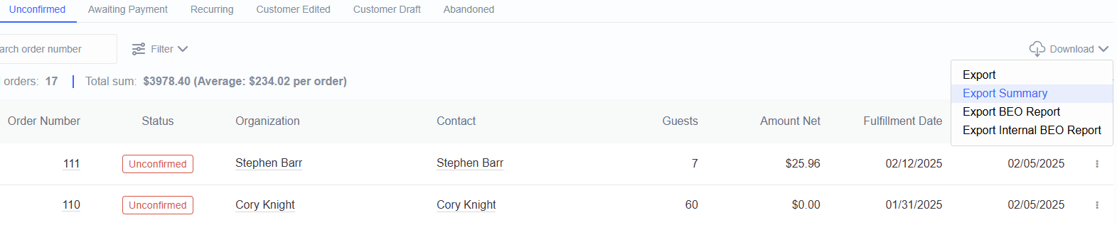 Spoonfed - Download dropdown with Export options.png