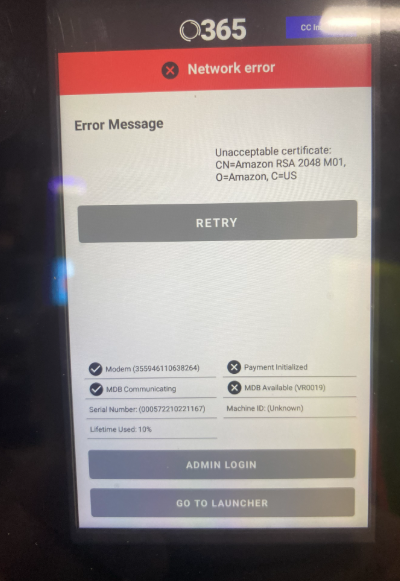 PicoVend - Date Time Error
