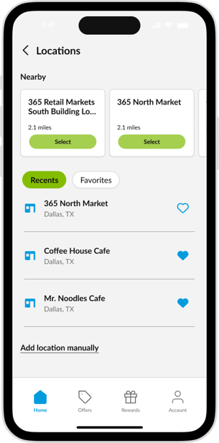 CK App - Home Location Recents Tab