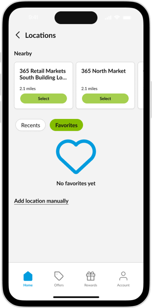 CK App - Home Location No Favorites