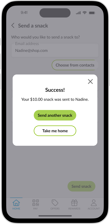 CK App - Send a Snack Sender Success