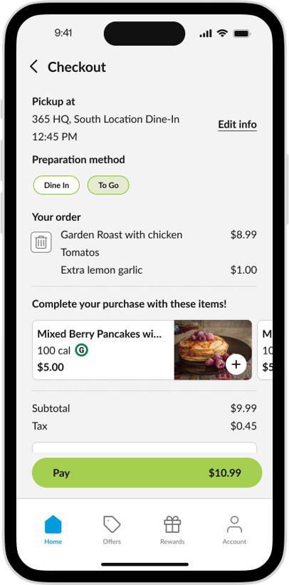 CK App - Dining Checkout Upsell