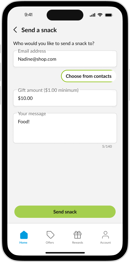 CK App - Send a Snack Sender