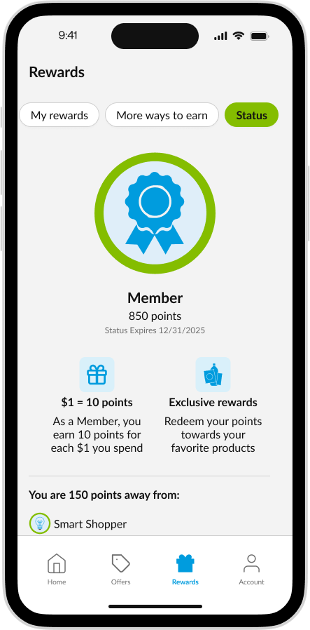 CK App - Rewards Status Tab