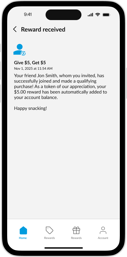 CK App - Reward Received Sender