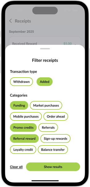 CK App - Receipt Filters Filled
