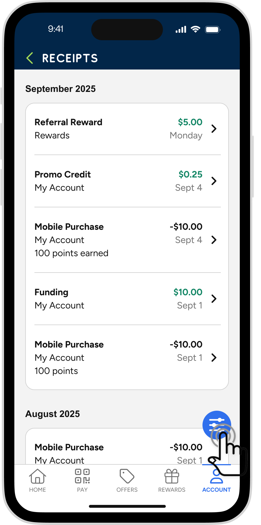 Refive - Receipts Page