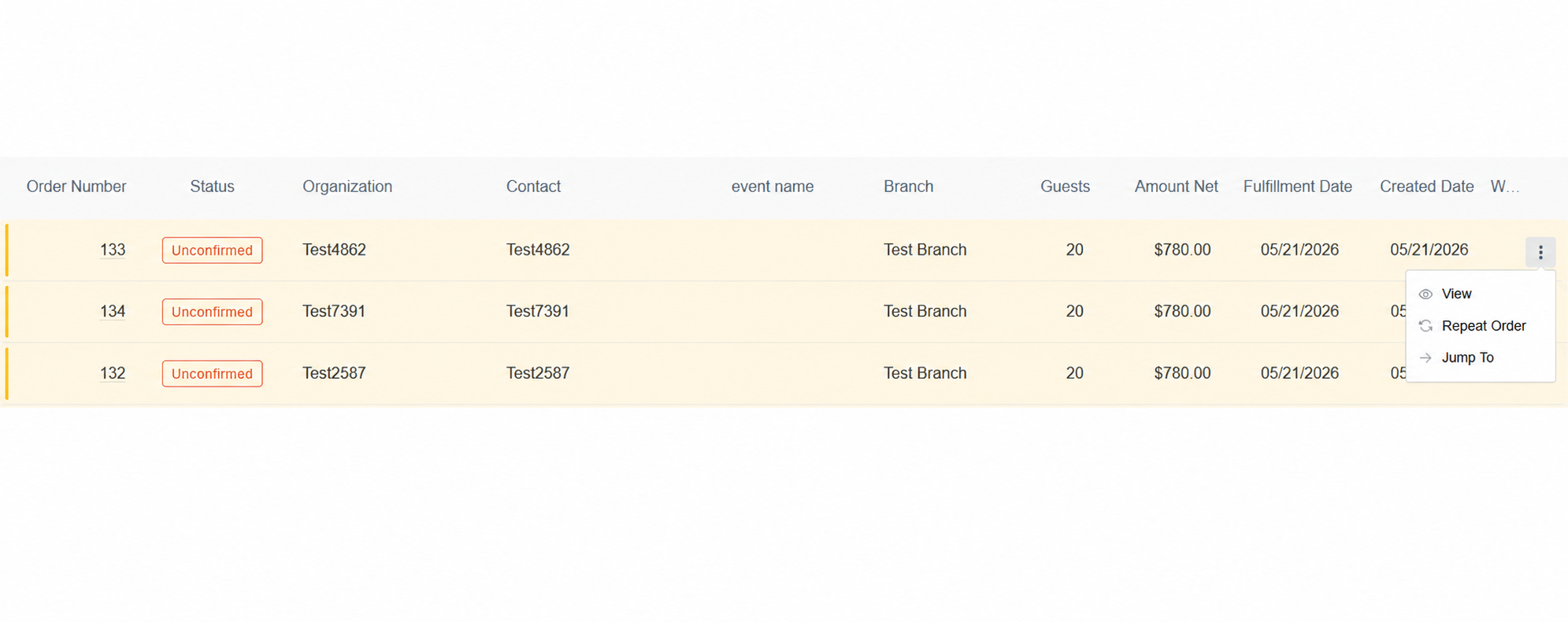 Spoonfed - Order Module Order Dropdown