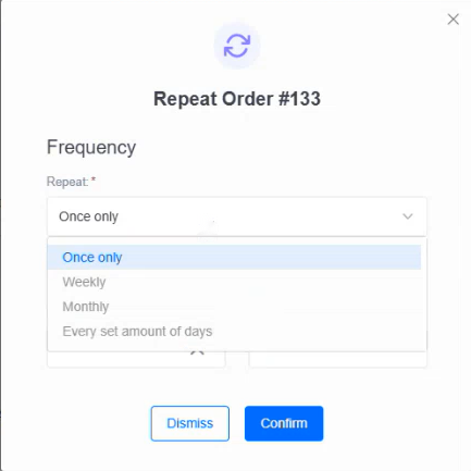 Spoonfed - Repeat Order Frequency Dropdown