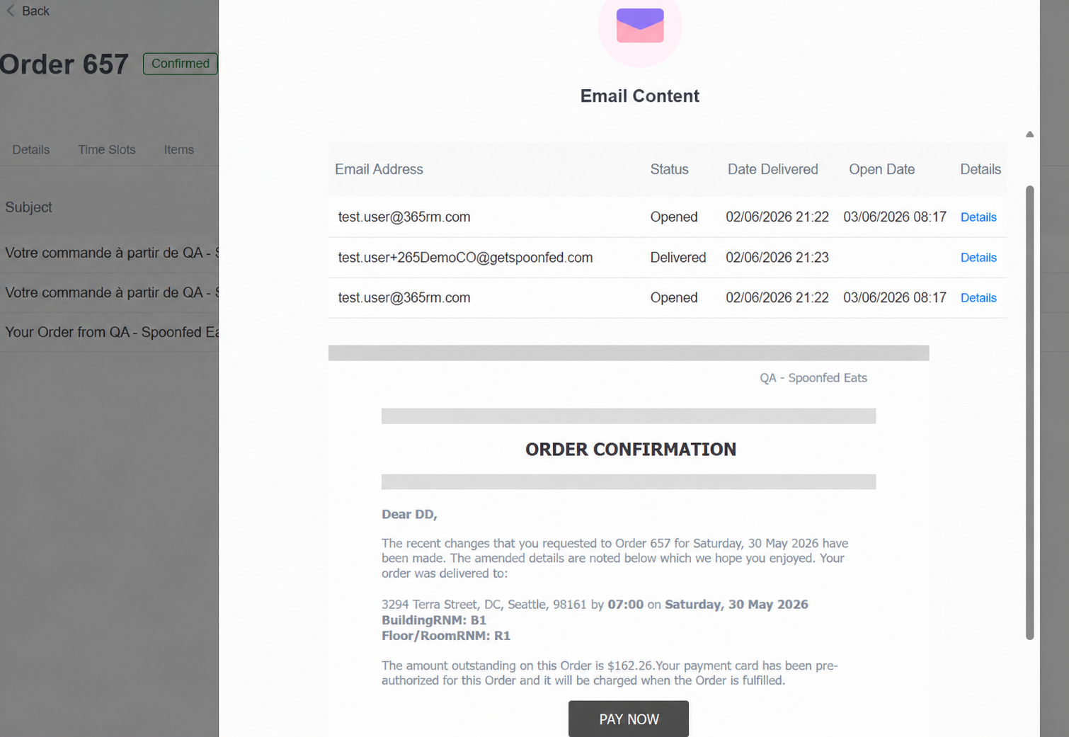 Spoonfed - Orders Messages View Content