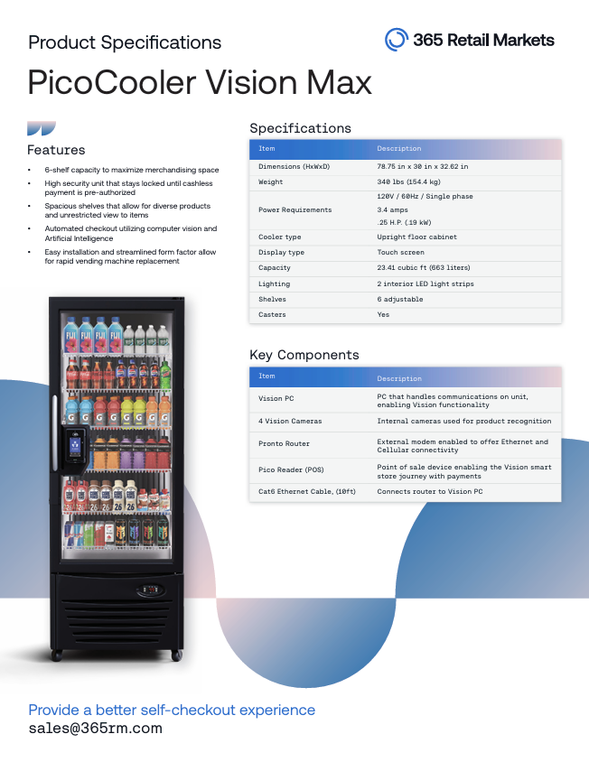 PicoCooler Vision Max - Spec Sheet
