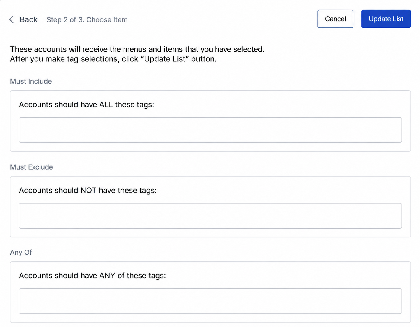 Spoonfed - Back Office Enterprise Menu Sharing Step 2