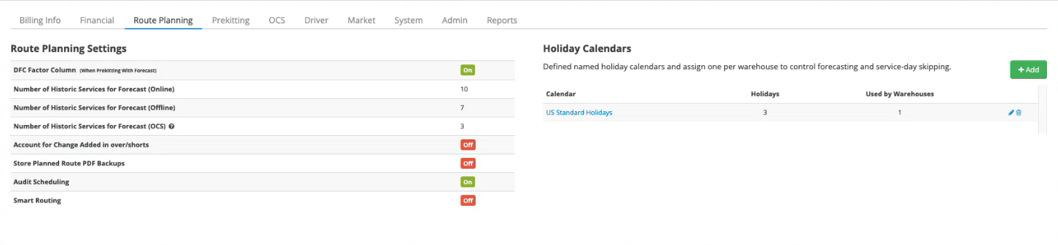 Parlevel - VMS - Route Planning page with Holiday Calendars.png