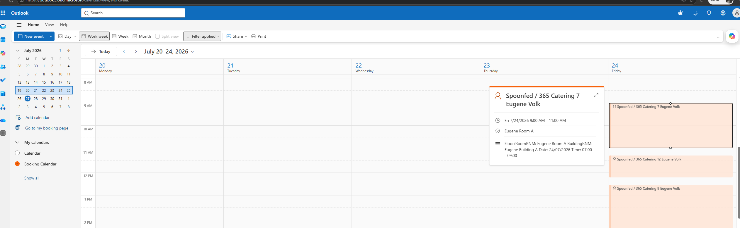 Spoonfed - Room Reservation Outlook Example