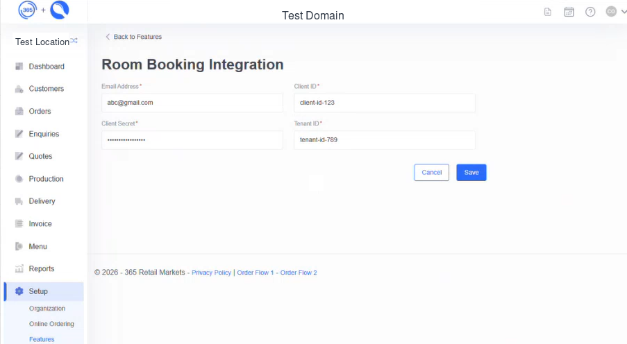 Spoonfed - Back Office - Room Booking Integration