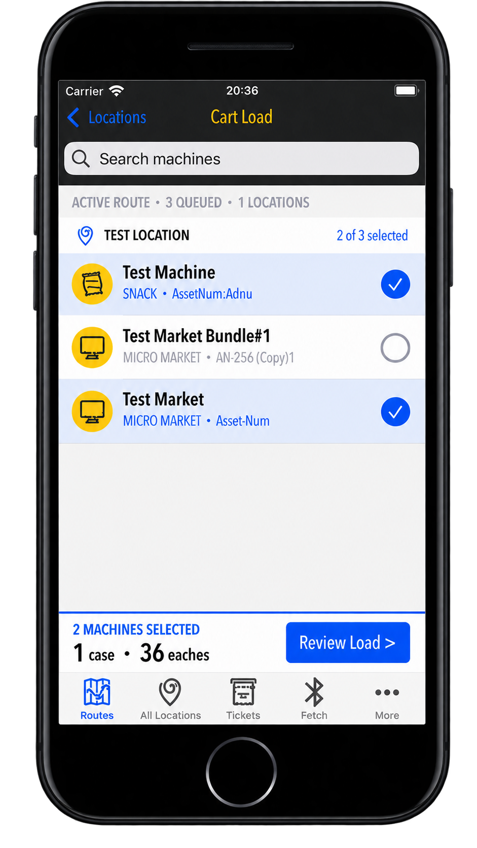 Parlevel - Stock app - Cart Load Builder - Queued machine selection screen - machines selected.png