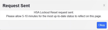 ADM - HSA Reset popup confirmation