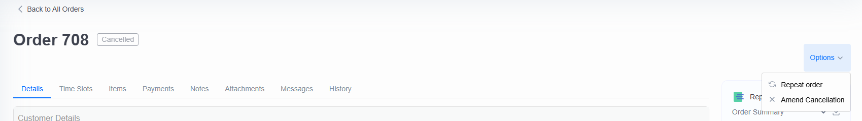 Spoonfed - Order Module Order Details Amend Cancellation