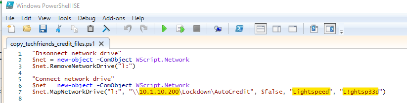 LightSpeed - powershell - techfriends server IP and login creds.png