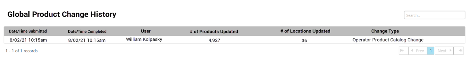 365 - ADM - Global Product Change - Global Product Change History
